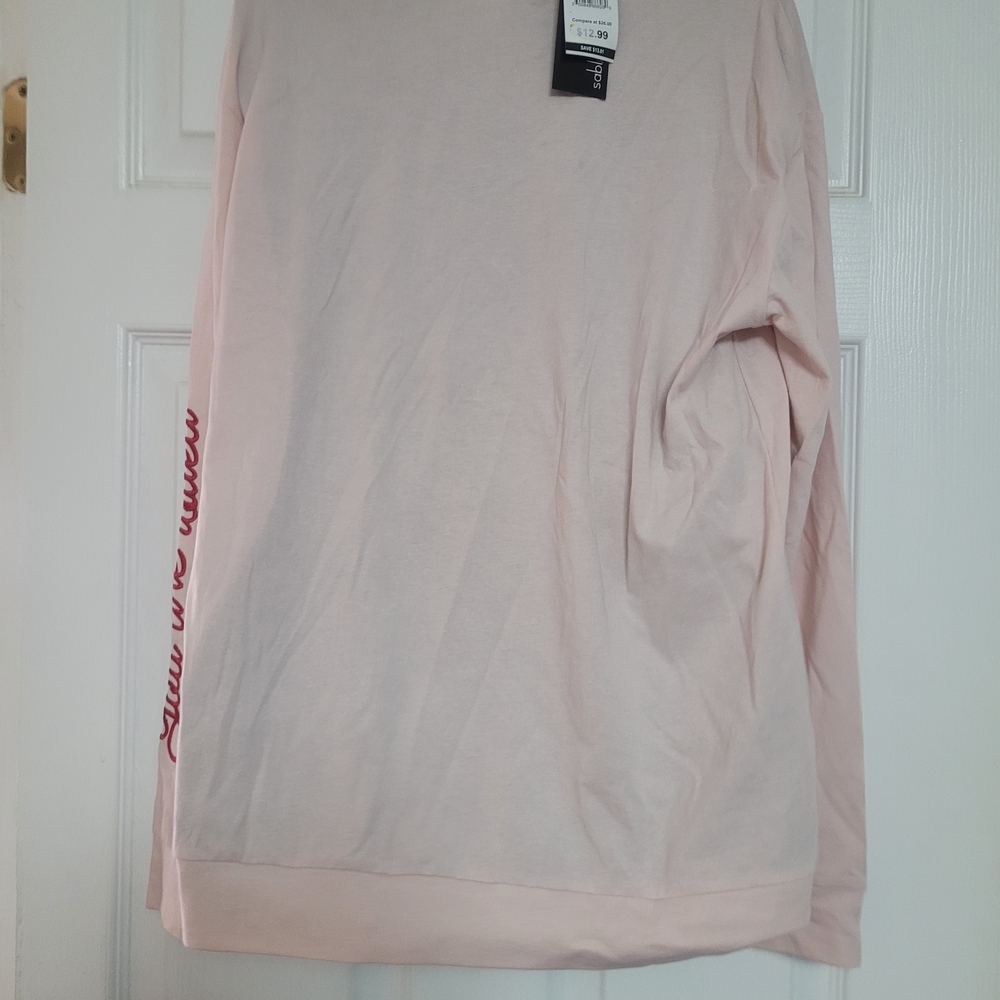 Nwt Pink Sweatshirt with Sequin Lip Accents - Picture 4 of 7